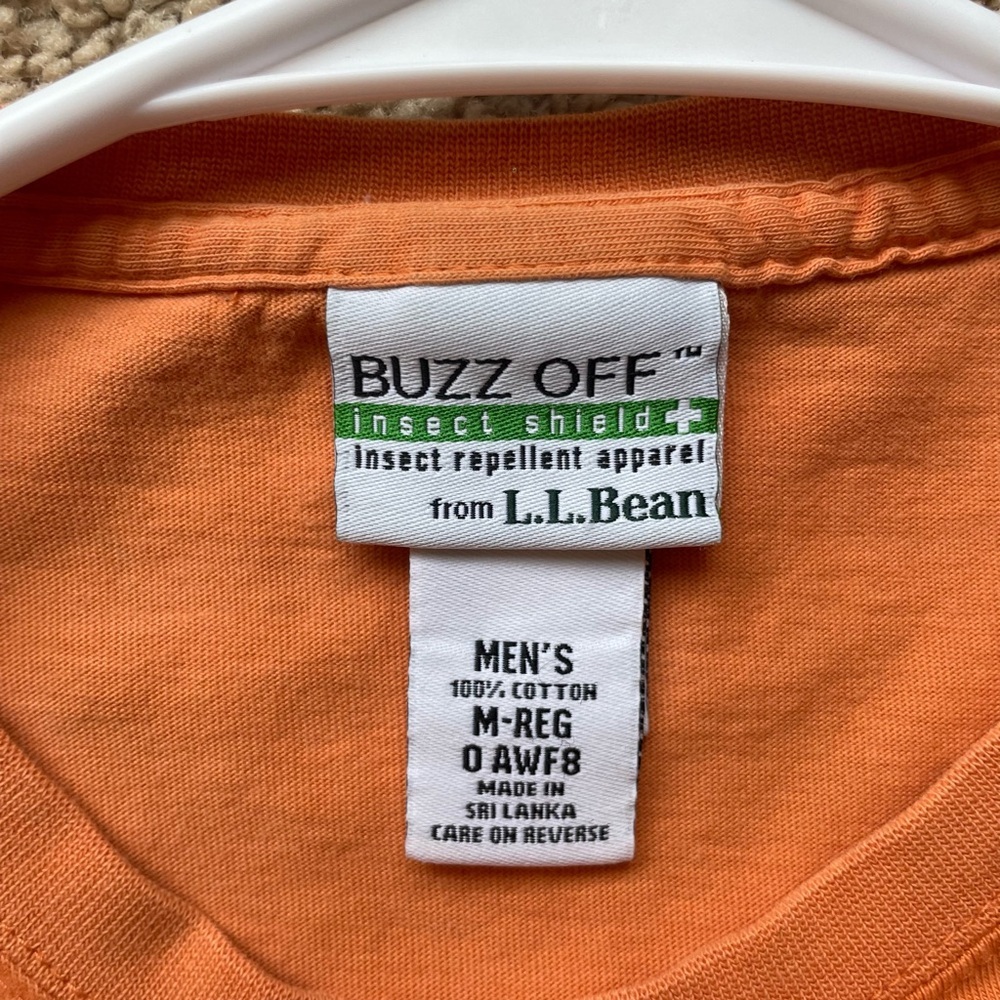 L.L.Bean Buzz Off Insect Shield Men’s Medium Peach T-Shirt 100% Cotton - Picture 3 of 5